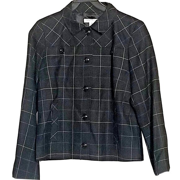 Vintage Pendleton Black Wool Cropped Blazer Jacket Womens Size 8 Preppy Classic - Picture 2 of 11